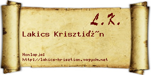Lakics Krisztián névjegykártya